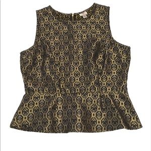 Worthington black and gold tile sleeveless top Size L NWOT